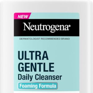 Neutrogena Ultra Gentle Foaming Facial Cleanser, Fragrance Free Hydrating Face Wash for Sensitive Skin, Daily Non Over Drying Makeup Remover, Hypoallergenic, Soap & Dye Free, Non-Comedogenic, 16 Fl Oz